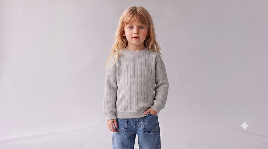 Rib Jacquard shown on model