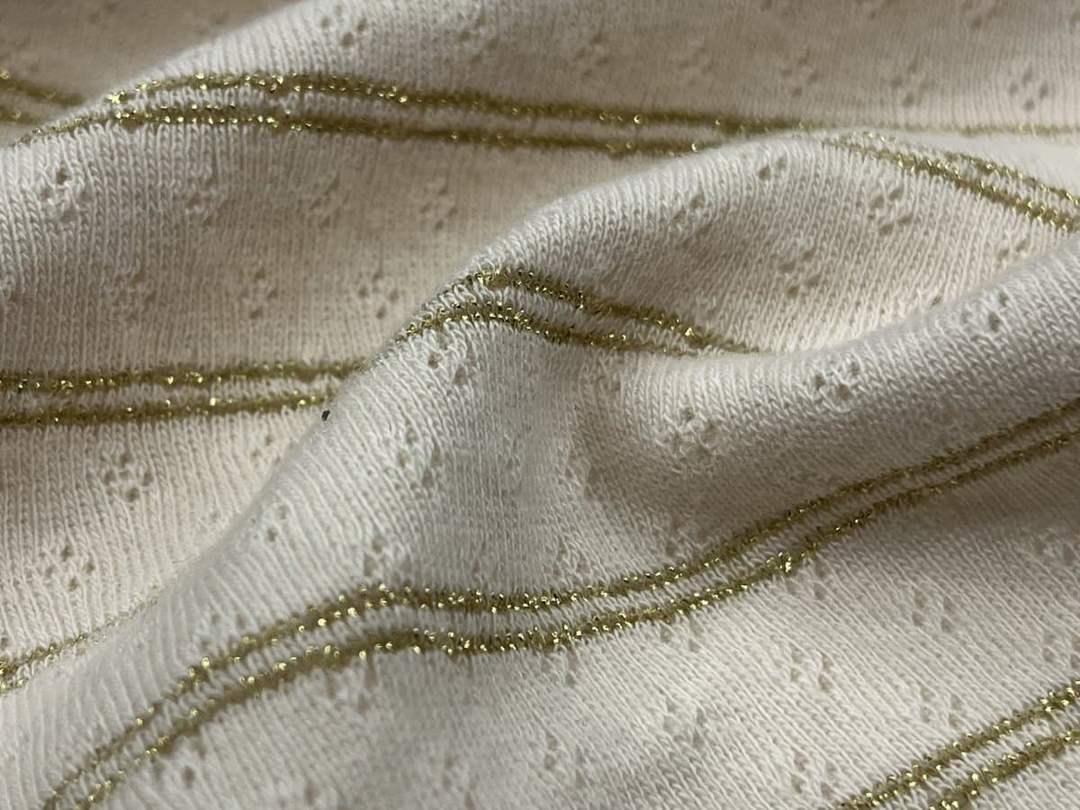 Lurex Pointelle Jacquard swatch, 95% Cotton, 5% Lurex