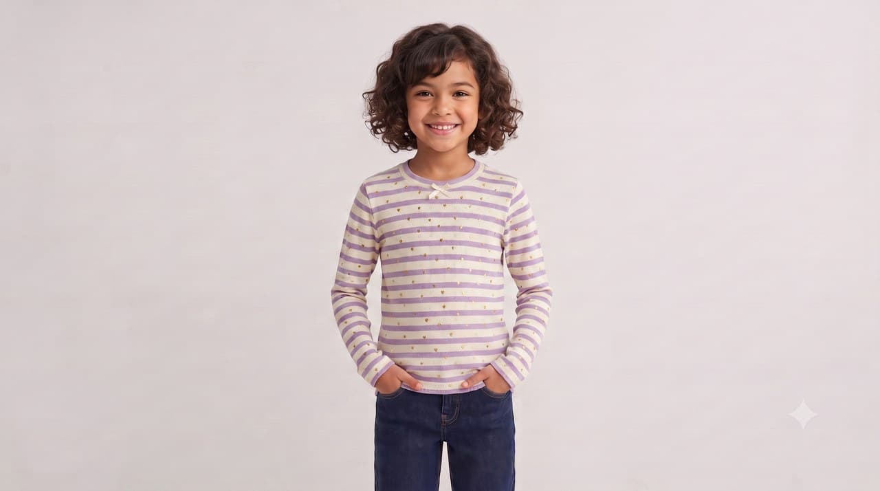 Pointelle Jacquard shown on model