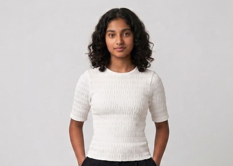 Crinkle Jacquard shown on model