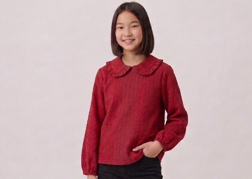 Crinkle Jacquard shown on model