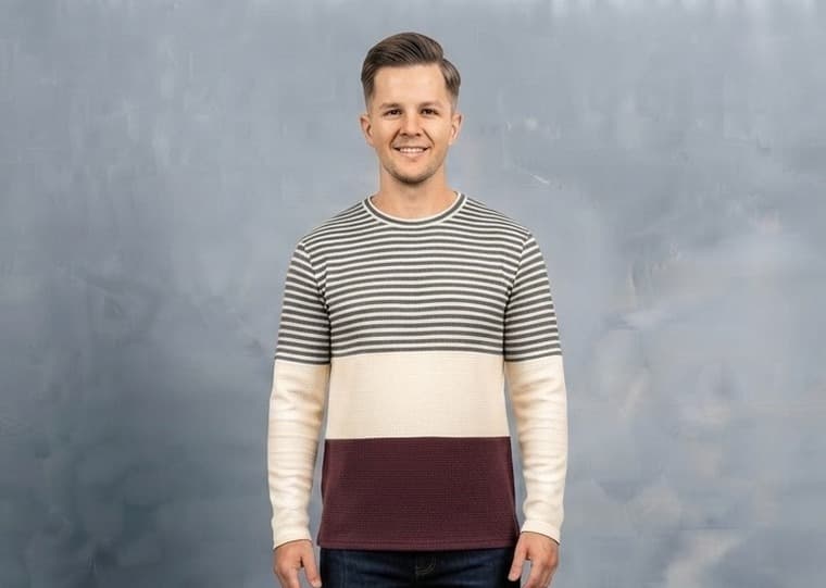 Jersey Jacquard shown on model