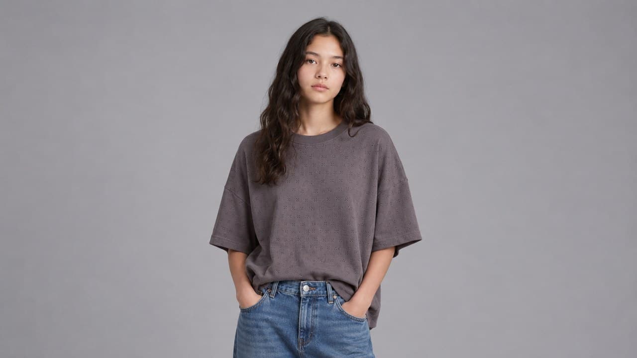 Pointelle Rib shown on model