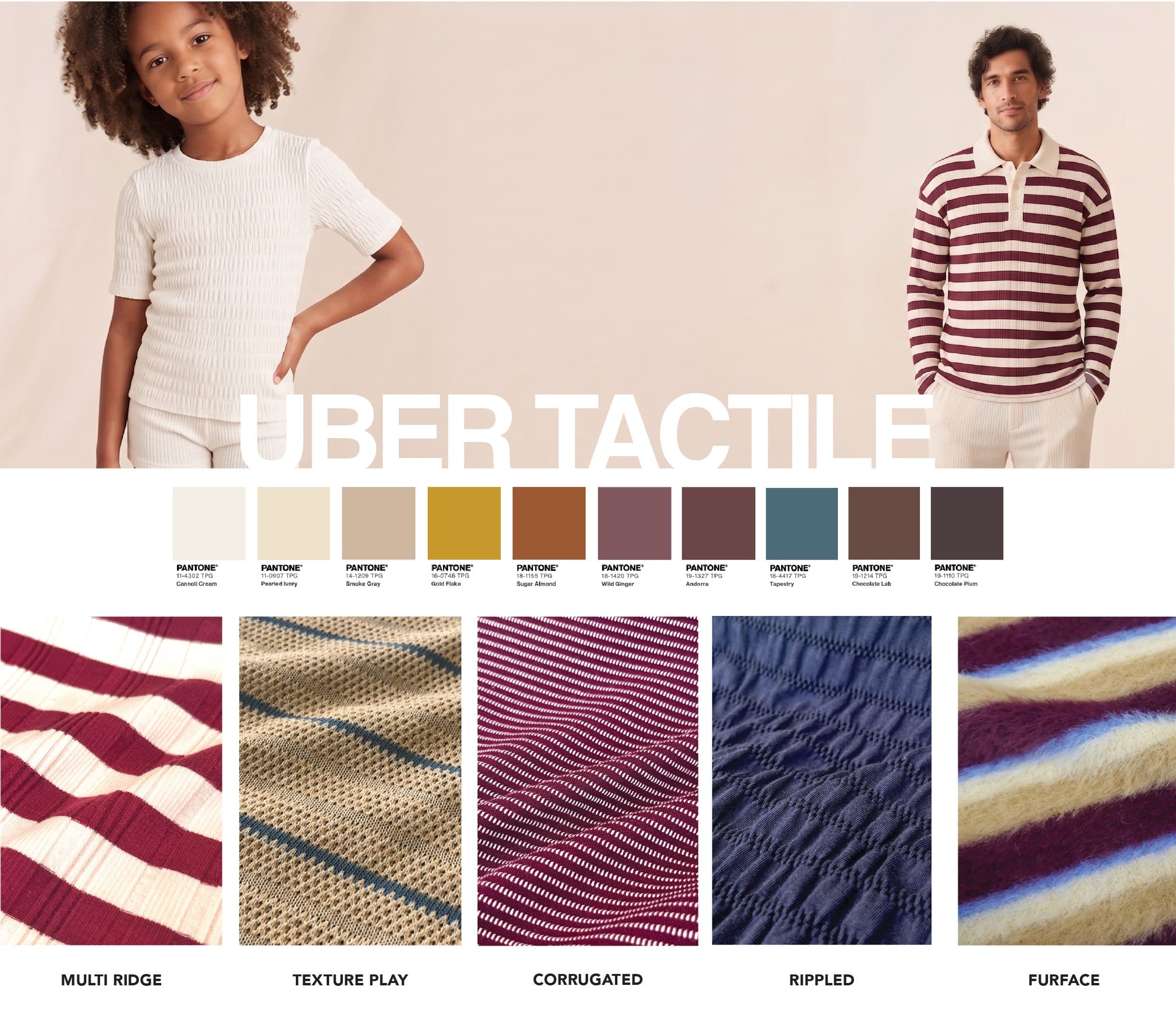 Uber Tactile macro trend board — palette and fabric clusters